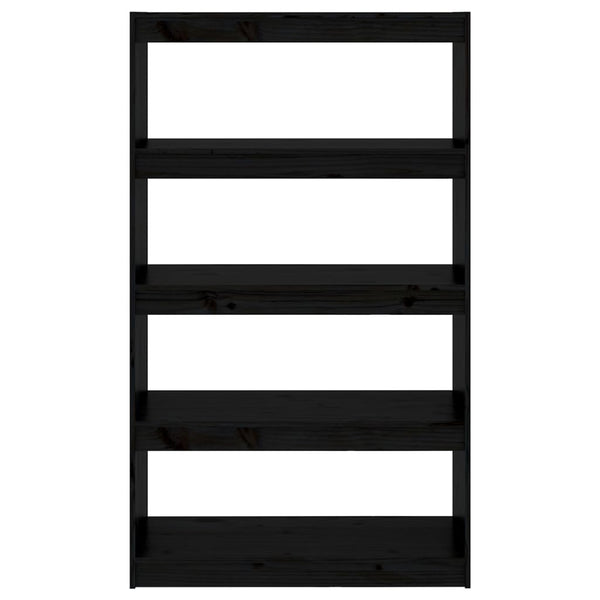 Schwarzes Kiefernholz Bücherregal 80x135,5 cm