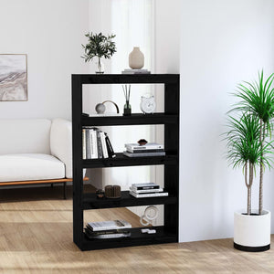 Schwarzes Kiefernholz Bücherregal 80x135,5 cm