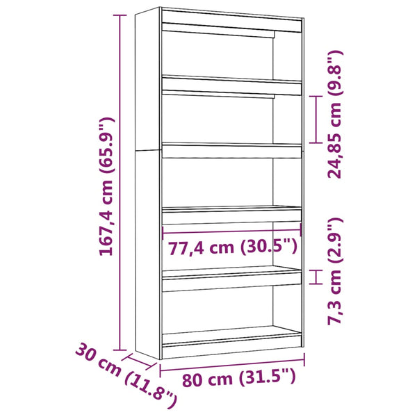 Weißes Kiefer Massivholz Bücherregal/Raumteiler