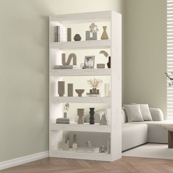 Weißes Kiefer Massivholz Bücherregal/Raumteiler