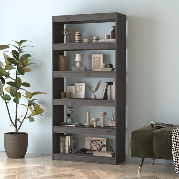 Graues Bücherregal Kiefer Massivholz 80x167,4 cm