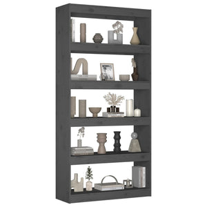 Graues Bücherregal Kiefer Massivholz 80x167,4 cm