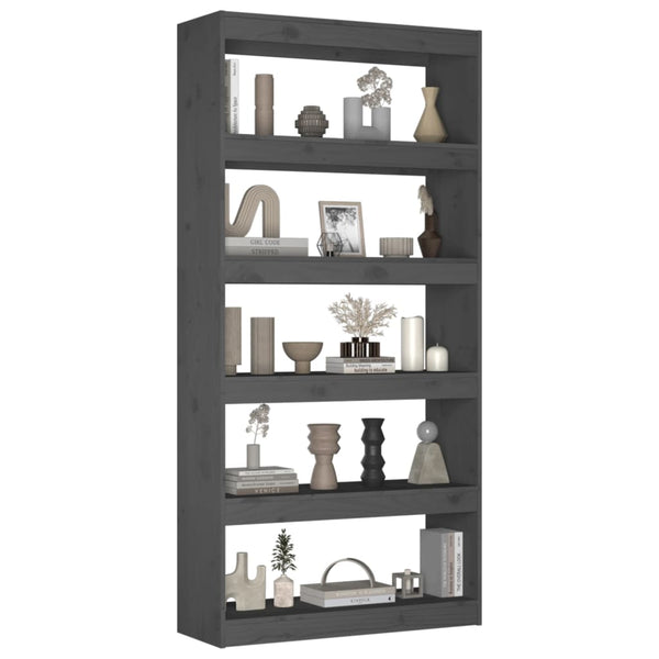 Graues Bücherregal Kiefer Massivholz 80x167,4 cm