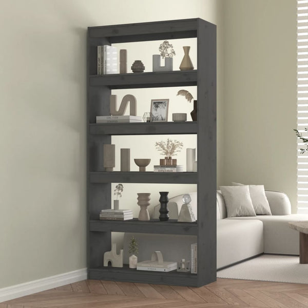 Graues Bücherregal Kiefer Massivholz 80x167,4 cm