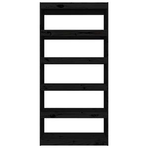 Schwarzes Kiefer Massivholz Bücherregal 80x30x167,4cm