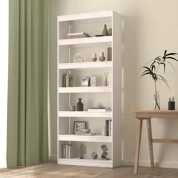 Weißes Bücherregal Raumteiler Kiefer Massivholz
