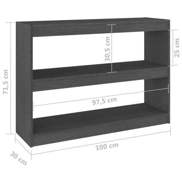 Graues Kiefer Bücherregal 100x71,5 cm