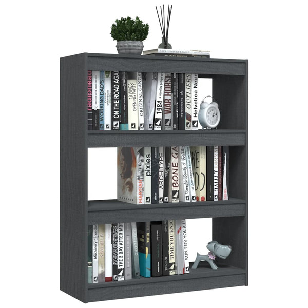 Graues Kiefer Bücherregal / Raumteiler 100x103 cm