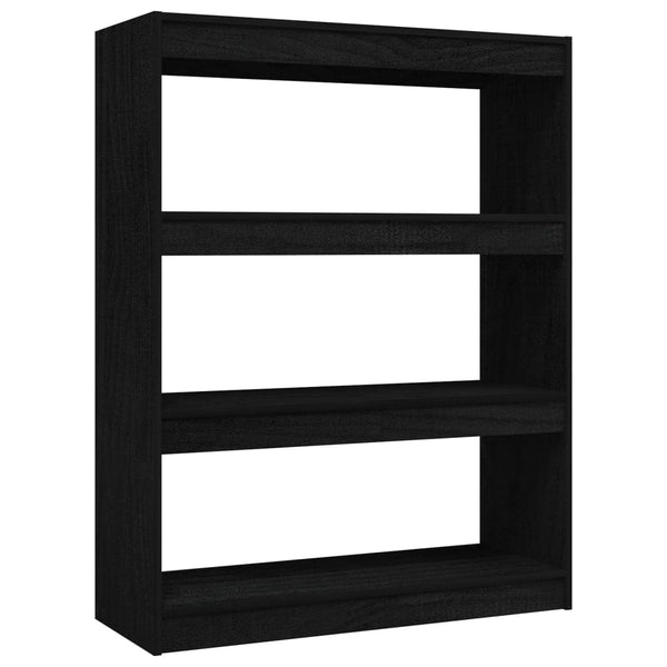 Schwarzes Kiefer Massivholz Bücherregal 100x103 cm