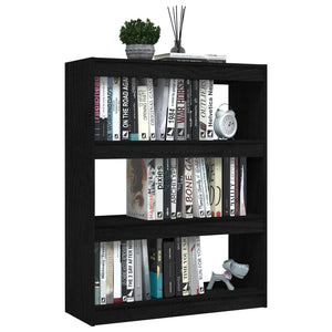 Schwarzes Kiefer Massivholz Bücherregal 100x103 cm