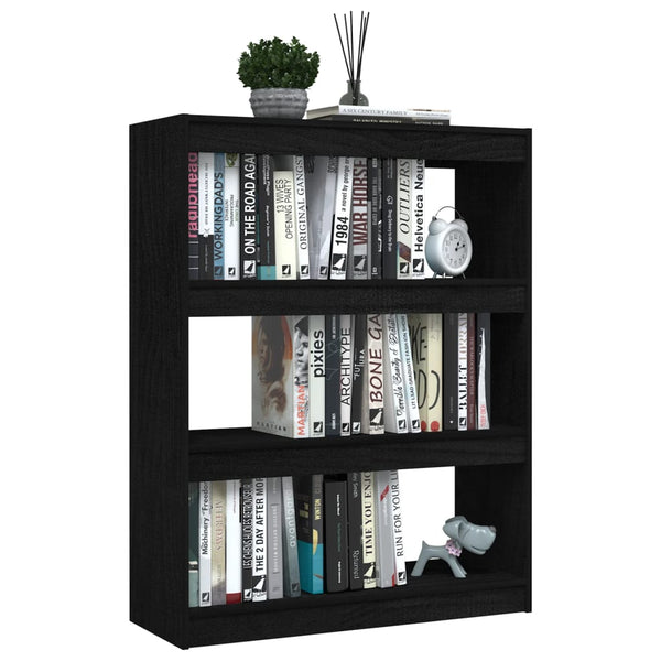 Schwarzes Kiefer Massivholz Bücherregal 100x103 cm