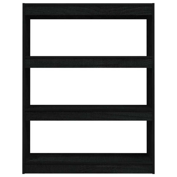 Schwarzes Kiefer Massivholz Bücherregal 100x103 cm