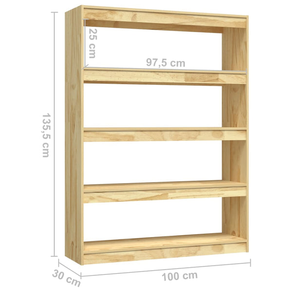 Massivholz Bücherregal Raumteiler 100x135,5 cm
