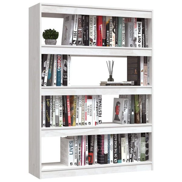 Weißes Kiefer Bücherregal/Raumteiler 100x135.5 cm