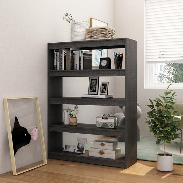 Graues Kiefer Bücherregal / Raumteiler 100x135,5 cm