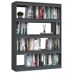 Graues Kiefer Bücherregal / Raumteiler 100x135,5 cm
