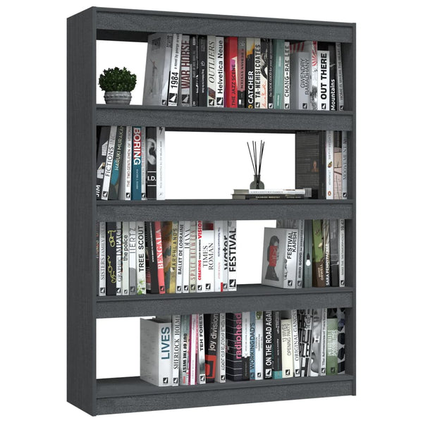 Graues Kiefer Bücherregal / Raumteiler 100x135,5 cm