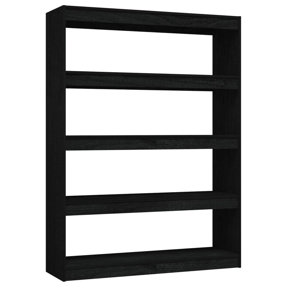Schwarzes Bücherregal Raumteiler Kiefer Massivholz 100x135,5cm