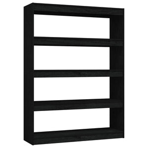 Schwarzes Bücherregal Raumteiler Kiefer Massivholz 100x135,5cm