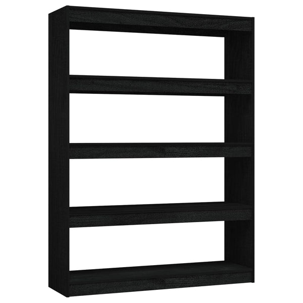 Schwarzes Bücherregal Raumteiler Kiefer Massivholz 100x135,5cm