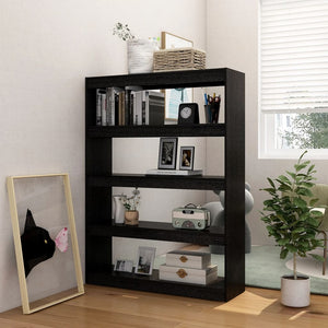 Schwarzes Bücherregal Raumteiler Kiefer Massivholz 100x135,5cm