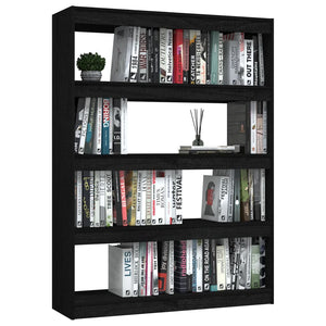 Schwarzes Bücherregal Raumteiler Kiefer Massivholz 100x135,5cm