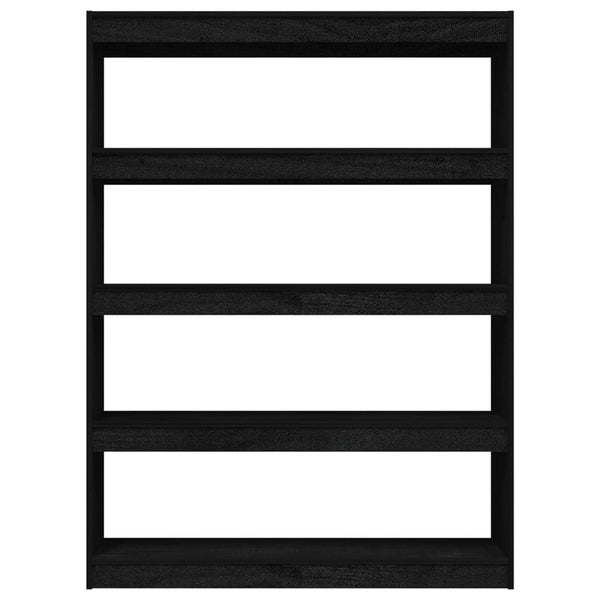 Schwarzes Bücherregal Raumteiler Kiefer Massivholz 100x135,5cm