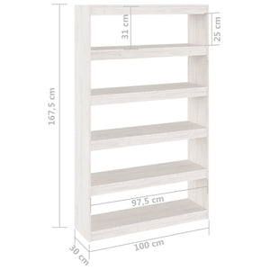 Weißes Bücherregal Raumteiler Kiefer Massivholz 100cm