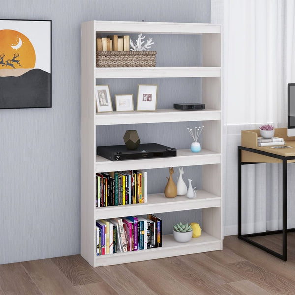 Weißes Bücherregal Raumteiler Kiefer Massivholz 100cm