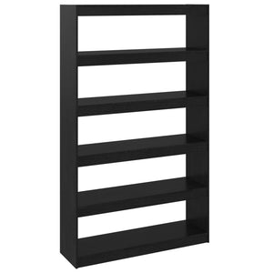 Schwarzes Kiefer Massivholz Bücherregal 100x167,5cm