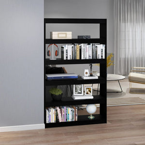 Schwarzes Kiefer Massivholz Bücherregal 100x167,5cm