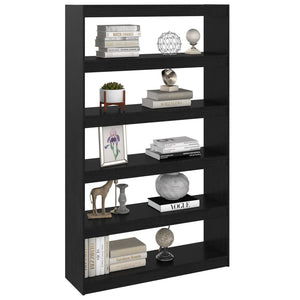 Schwarzes Kiefer Massivholz Bücherregal 100x167,5cm