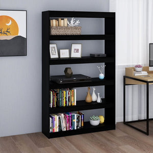 Schwarzes Kiefer Massivholz Bücherregal 100x167,5cm