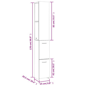 Weißer Badschrank 25x26,5x170 cm
