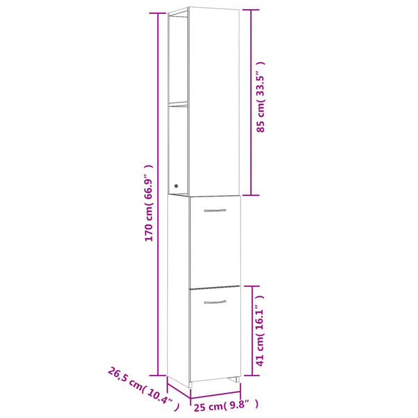 Schwarzer Badschrank 25x26,5x170 cm