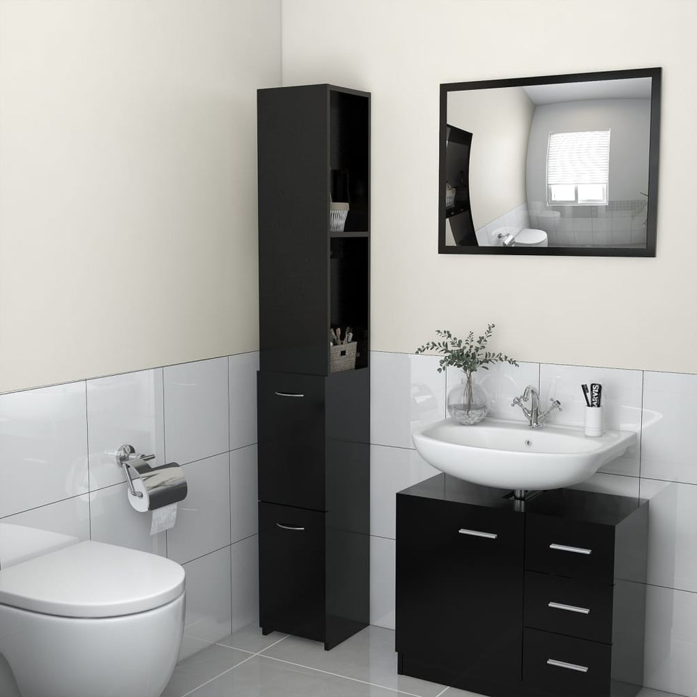 Schwarzer Badschrank 25x26,5x170 cm