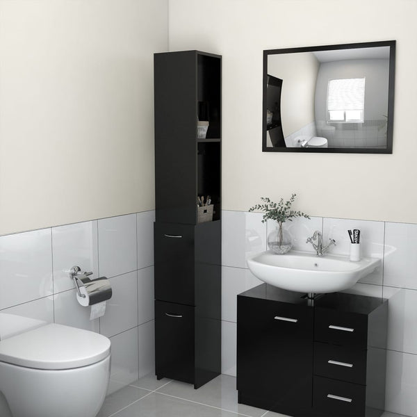 Schwarzer Badschrank 25x26,5x170 cm