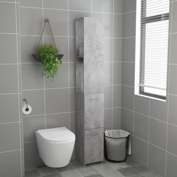 Betongrauer Badschrank, 170 cm hoch