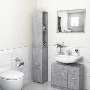 Betongrauer Badschrank, 170 cm hoch