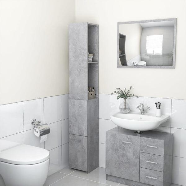 Betongrauer Badschrank, 170 cm hoch