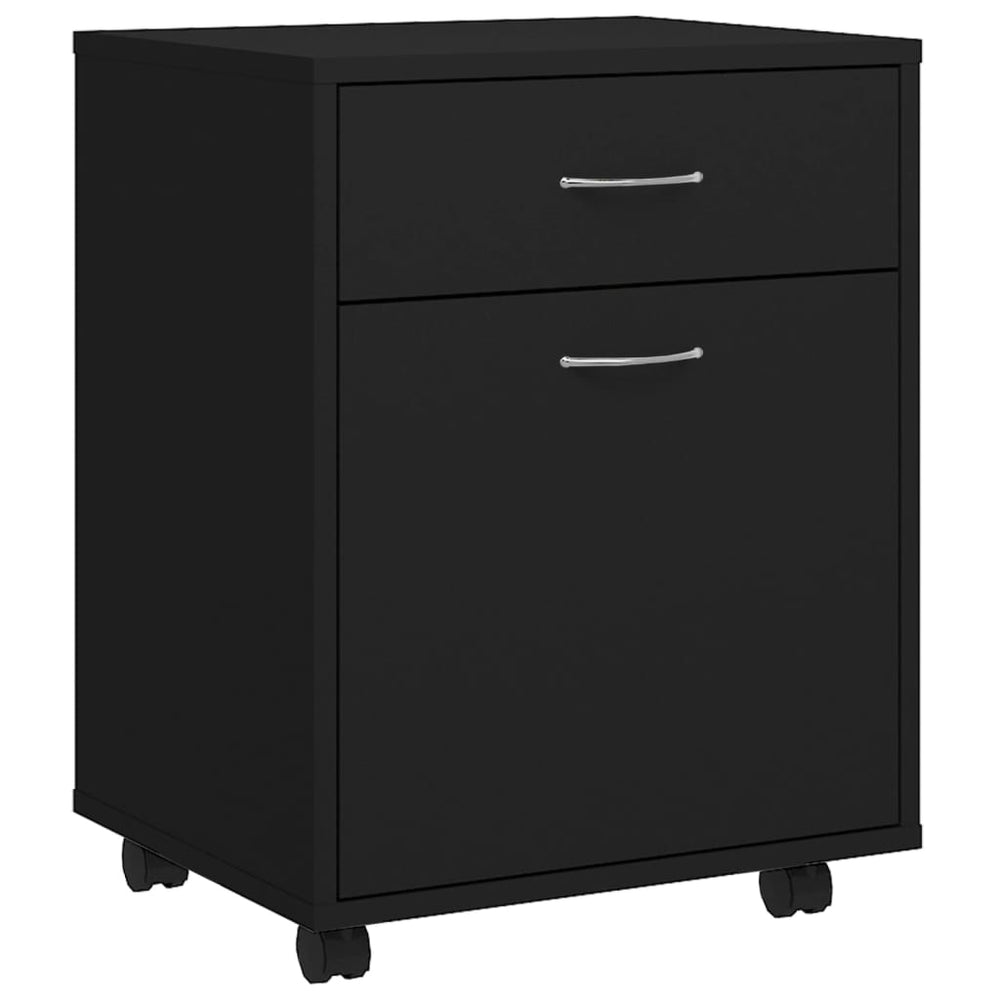 vidaXL Rolling Cabinet Black 45x38x54 cm Engineered Wood