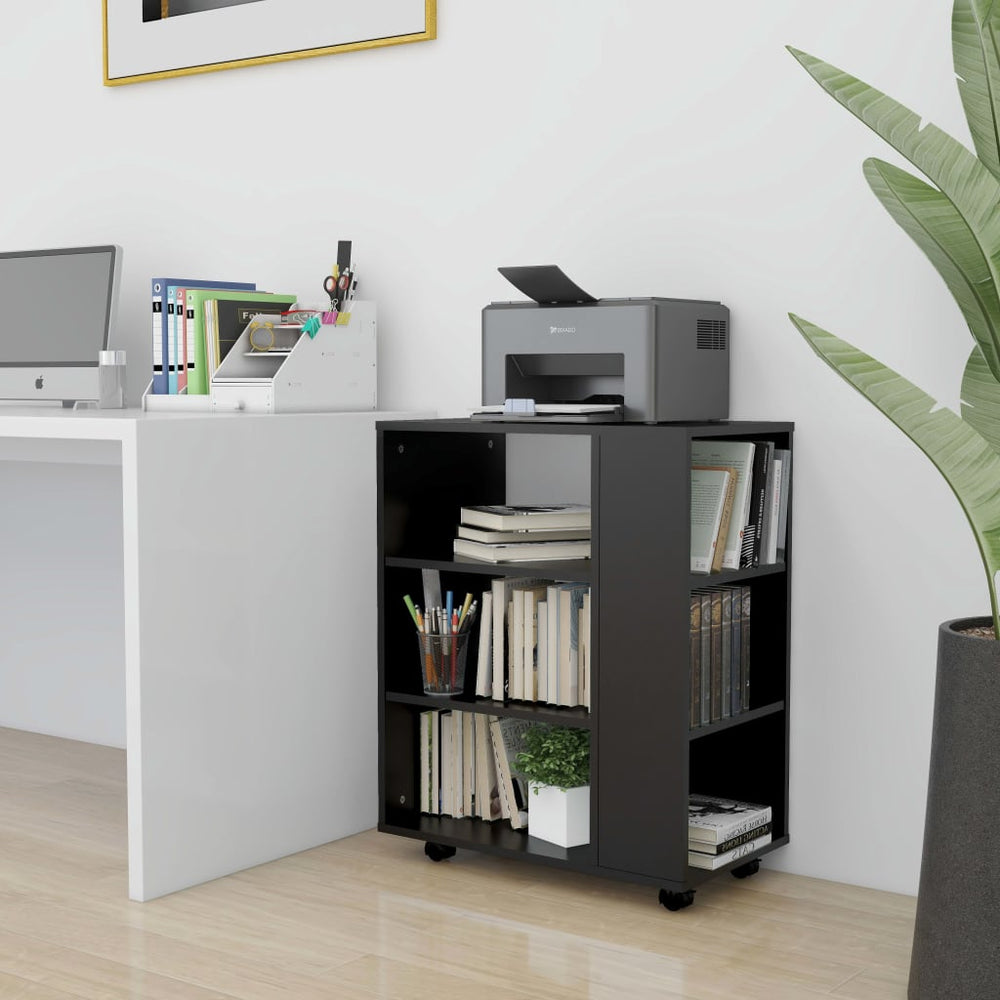vidaXL Rolling Cabinet Black 60x35x75 cm Engineered Wood