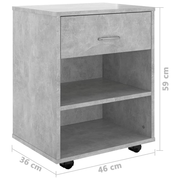 Rollschrank Betongrau 46x36x59 cm