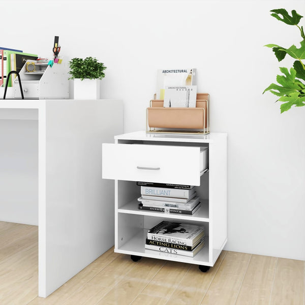 Rollschrank Weiß Hochglanz, 46x36x59 cm