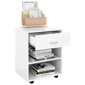 Rollschrank Weiß Hochglanz, 46x36x59 cm
