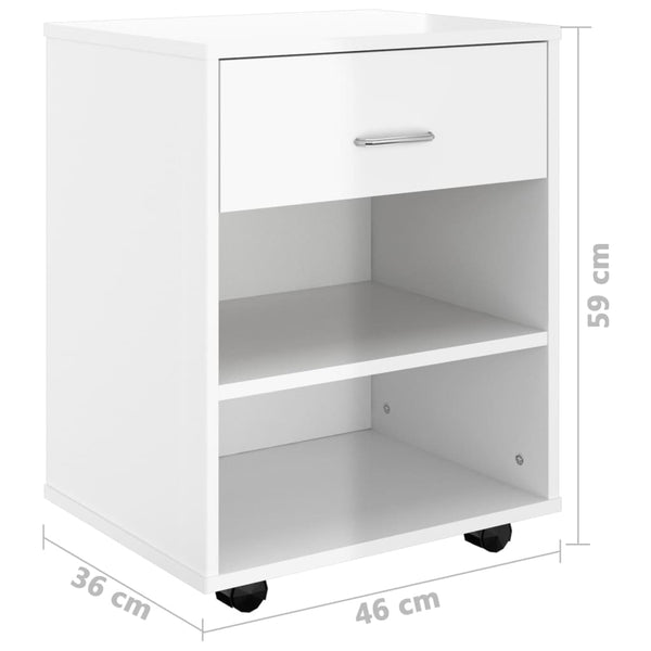 Rollschrank Weiß Hochglanz, 46x36x59 cm