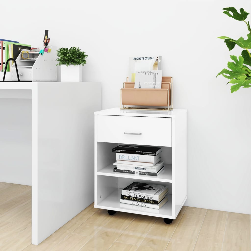 Rollschrank Weiß Hochglanz, 46x36x59 cm