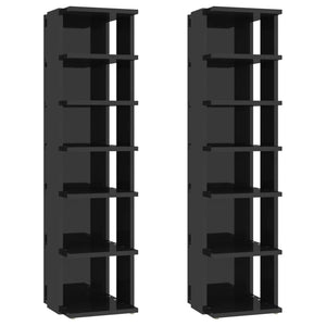 Schuhschrank Set, Hochglanz Schwarz, 2er