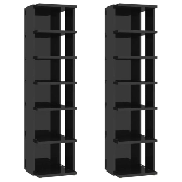 Schuhschrank Set, Hochglanz Schwarz, 2er