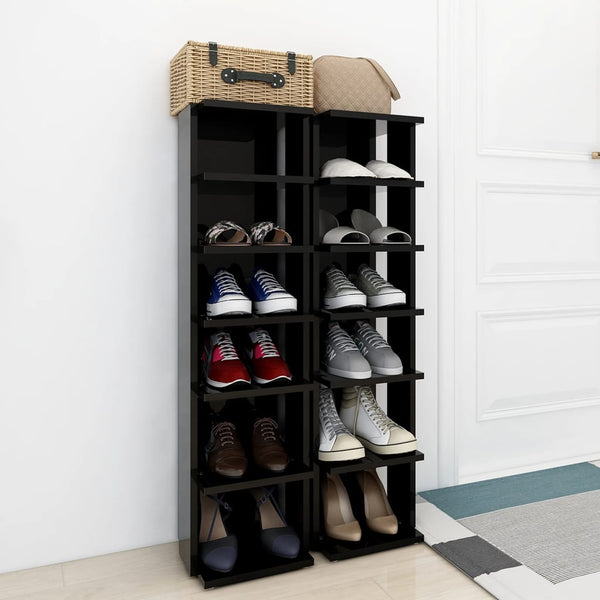 Schuhschrank Set, Hochglanz Schwarz, 2er